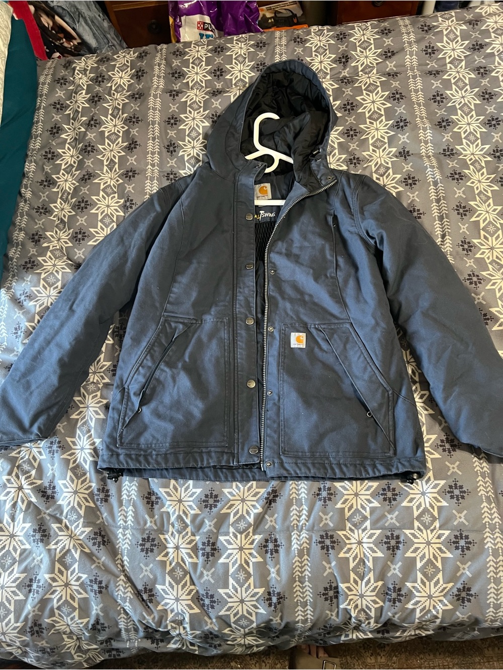 Carhartt Navy Hooded Insulated Work Puffer
